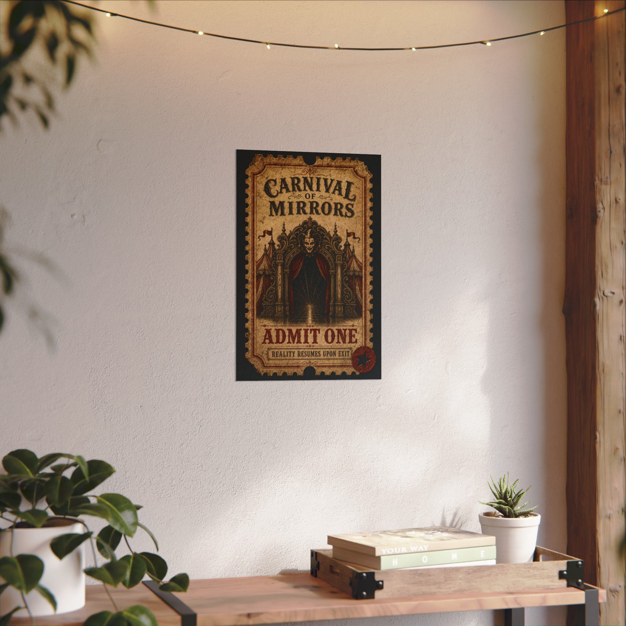 12 by 18 Carnival of Mirrors poster displayed vertically