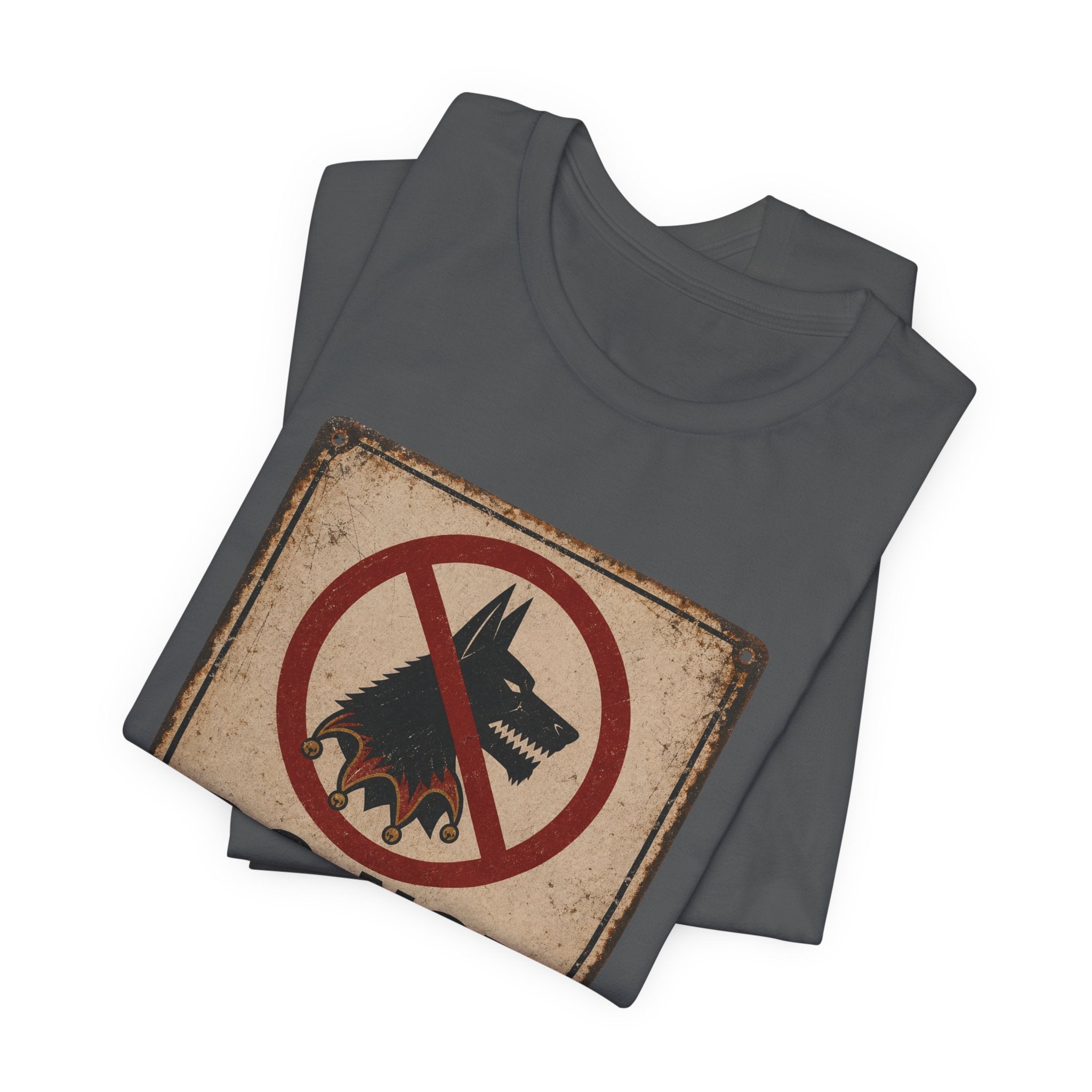 Do Not Feed Jackals unisex tee shown at an alternate angle